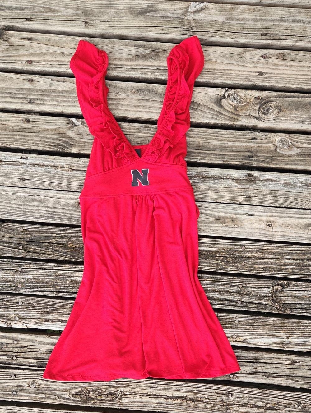 Nebraska Husker Red Ruffle Dress Game Day Medium Babydoll CSS Football